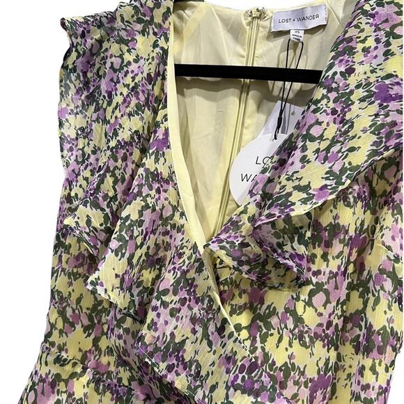NWT LOST + WANDER Matisses Dream Purple Yellow Multi colorMini Dress Size XS - Picture 9 of 12